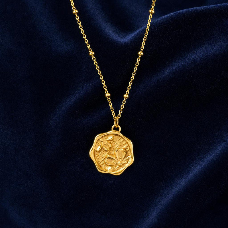 AYNOHA gold floral medallion necklace - studio